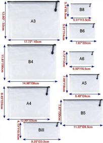 img 3 attached to Пакет из 18 пластиковых сетчатых папок для документов на молнии - 9 размеров, идеально подходит для школьного офиса, путешествий и организации хранения - черные папки на молнии от Oaimyy
