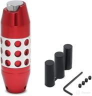 enhanced (red) racing style: streamlined automatic universal gear shift knobs with push button shifter lever, perfect fit for most cars - includes adapters logo