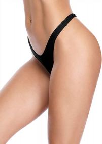 img 2 attached to High Cut Cheeky Brazilian Thong Bikini Bottom By SHEKINI For Women - V Shaped Swimsuit Bottom