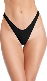 img 4 attached to High Cut Cheeky Brazilian Thong Bikini Bottom By SHEKINI For Women - V Shaped Swimsuit Bottom