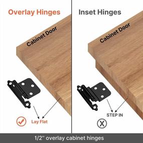 img 2 attached to 24 Pairs (48 Units) Black Cabinet Hinge Self Closing Kitchen Door Hinges - 1/2 Inch Overlay Face Mount Hardware For Cupboard By Homdiy