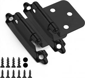 img 4 attached to 24 Pairs (48 Units) Black Cabinet Hinge Self Closing Kitchen Door Hinges - 1/2 Inch Overlay Face Mount Hardware For Cupboard By Homdiy