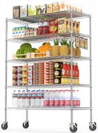 nsf-certified 48x24x72" 5-tier wire shelving w/wheels - heavy duty adjustable storage rack shelf for pantry, kitchen, garage logo