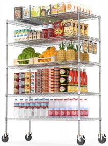 img 4 attached to NSF-Certified 48X24X72" 5-Tier Wire Shelving W/Wheels - Heavy Duty Adjustable Storage Rack Shelf For Pantry, Kitchen, Garage