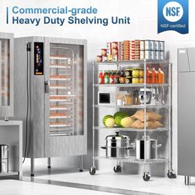 img 3 attached to NSF-Certified 48X24X72" 5-Tier Wire Shelving W/Wheels - Heavy Duty Adjustable Storage Rack Shelf For Pantry, Kitchen, Garage