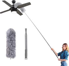 img 4 attached to 🪶 Microfiber Feather Duster with 100in Extension Pole - Bendable, Washable & Lightweight for Ceiling Fan, Blinds, Furniture & Cars