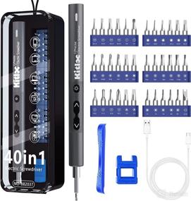 img 4 attached to Kitloo Mini Electric Screwdriver Set - 40 in 1 Precision Kit with 36 Magnetic Bits, 2 Torque Gears, LED Light - Cordless Power Rechargeable Battery Tool Kit for Phone, Camera, Laptop