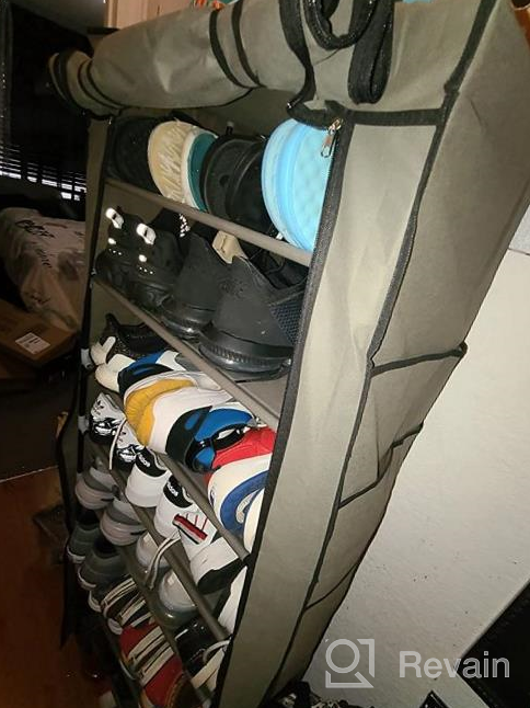 img 1 attached to 📦 UDEAR Grey Shoe Rack: Portable Storage Organizer with Non-Woven Fabric Cover for Free Standing review by Deonte Bates