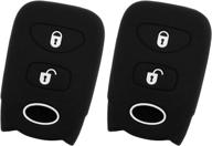 🔑 2-pack rubber keyless entry remote key fob skin cover for 05-17 hyundai tuscon, 06-17 accent, 07-12 santa fe - 2 buttons logo