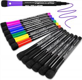 img 4 attached to ✏️ Magnetic Dry Erase Markers Fine Tip (12 Pack) - 7 Vibrant Colors, Low Odor Whiteboard Markers with Eraser Cap - Ideal for Kids, Teachers, Office & School Supplies