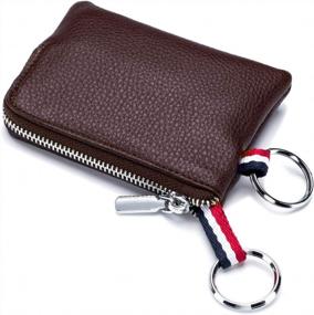 img 4 attached to Stylish Leather Coin Purse Wallet With Dual Keyrings, Mini Change Pouch And Card Holder For Men And Women - Available In Coffee Color (Standard Size)