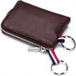 stylish leather coin purse wallet with dual keyrings, mini change pouch and card holder for men and women - available in coffee color (standard size) logo