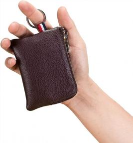 img 3 attached to Stylish Leather Coin Purse Wallet With Dual Keyrings, Mini Change Pouch And Card Holder For Men And Women - Available In Coffee Color (Standard Size)