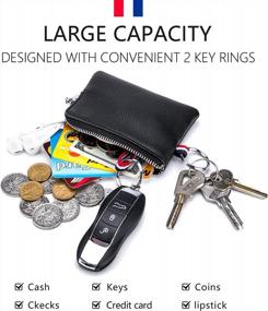 img 1 attached to Stylish Leather Coin Purse Wallet With Dual Keyrings, Mini Change Pouch And Card Holder For Men And Women - Available In Coffee Color (Standard Size)