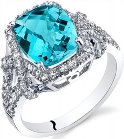 img 4 attached to Radiant Peora Swiss Blue Topaz Imperial Ring In 14K White Gold, 3.50 Carats, Genuine Gemstone - Available In Sizes 5 To 9