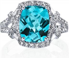 img 3 attached to Radiant Peora Swiss Blue Topaz Imperial Ring In 14K White Gold, 3.50 Carats, Genuine Gemstone - Available In Sizes 5 To 9