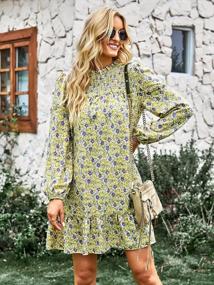 img 3 attached to Boho Floral Dresses For Women: Elegant V-Neck Tie, Ruffle Long Sleeve, And Flowy Beach Style