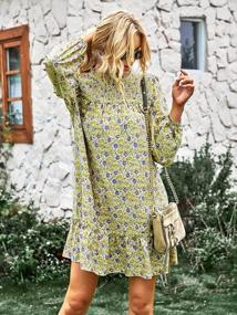 img 2 attached to Boho Floral Dresses For Women: Elegant V-Neck Tie, Ruffle Long Sleeve, And Flowy Beach Style