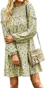 img 4 attached to Boho Floral Dresses For Women: Elegant V-Neck Tie, Ruffle Long Sleeve, And Flowy Beach Style