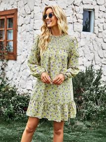 img 1 attached to Boho Floral Dresses For Women: Elegant V-Neck Tie, Ruffle Long Sleeve, And Flowy Beach Style