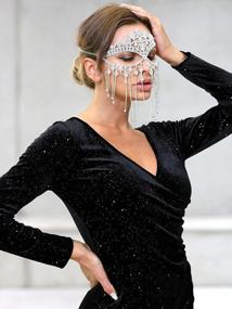 img 1 attached to Цепочка-маска с кисточками и бахромой со стразами для женщин - идеальная маскарадная цепочка на голову и украшения для лица для вечеринок на Хэллоуин и косплея от MineSign.
