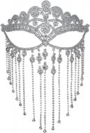 цепочка-маска с кисточками и бахромой со стразами для женщин - идеальная маскарадная цепочка на голову и украшения для лица для вечеринок на хэллоуин и косплея от minesign. логотип