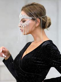 img 3 attached to Цепочка-маска с кисточками и бахромой со стразами для женщин - идеальная маскарадная цепочка на голову и украшения для лица для вечеринок на Хэллоуин и косплея от MineSign.