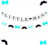 little man baby shower decoration set - jevenis mustache and bow tie banner with black and white theme for boy baby shower - pack of 2 banners logo