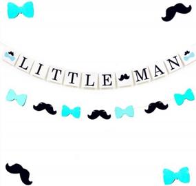 img 4 attached to Little Man Baby Shower Decoration Set - JeVenis Mustache And Bow Tie Banner With Black And White Theme For Boy Baby Shower - Pack Of 2 Banners