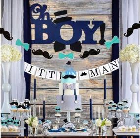 img 3 attached to Little Man Baby Shower Decoration Set - JeVenis Mustache And Bow Tie Banner With Black And White Theme For Boy Baby Shower - Pack Of 2 Banners