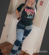 img 1 attached to Aodrusa Bell Bottom Jeans For Women - Flared Raw Hem Denim Pants With Patches review by Troy Houston