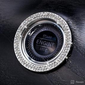 img 1 attached to 🚗 4-Pack Bling Valve Stem Caps - Handcrafted Crystal Rhinestone Chrome Dustproof Car Tire Valve Caps with Engine Start Sticker: Universal Fit