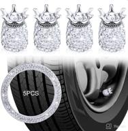 🚗 4-pack bling valve stem caps - handcrafted crystal rhinestone chrome dustproof car tire valve caps with engine start sticker: universal fit логотип