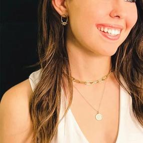 img 2 attached to Stay Chic With Reoxvo: 14K Real Gold Plated Chain Necklaces For Women - Paperclip, Herringbone, Beaded & Chunky Styles