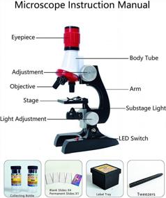img 1 attached to Explore The World Of Science: Microscope Kit For Children With 100X, 400X, And 1200X Magnification For Early Education (Red)