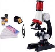 explore the world of science: microscope kit for children with 100x, 400x, and 1200x magnification for early education (red) logo