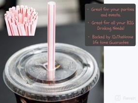 img 2 attached to 🥤 1InTheHome Jumbo Straws: 500 Pack of Red and White Striped Disposable Plastic Drinking Straws