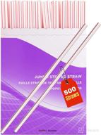 🥤 1inthehome jumbo straws: 500 pack of red and white striped disposable plastic drinking straws logo