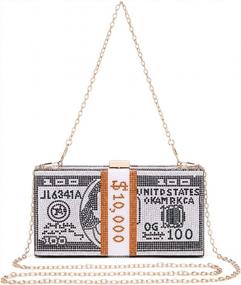 img 1 attached to Covelin Women'S Rhinestone Evening Handbag Money Bag - Stylish Dollar Clutch Purse For Special Occasions