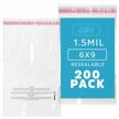 200 pack 6" x 9" clear self seal poly bags 1.5 mil - fba shipping supplies for t shirts clothing logo