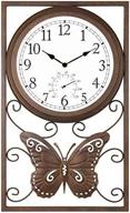 metal clock and thermometer combo for indoor/outdoor use - weatherproof, rust-resistant design that complements industrial, country, farmhouse, and retro décor logo