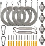 complete sun shade sail canopy installation kit: 44-piece hardware set with 12-foot extension cables, 10-inch turnbuckles, and heavy-duty 316 stainless steel - anti-rust and easy to install! logo