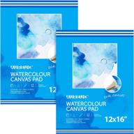 aureuo watercolor painting canvas pad - 12x16 inch, 10 sheets, 2 pack - 8 oz. triple primed white blank cotton pads for watercolor paints logo