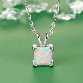 img 2 attached to Birthstone Jewelry Gift For Girls - Stunning White Fire Opal Pendant Necklace With Gemstone