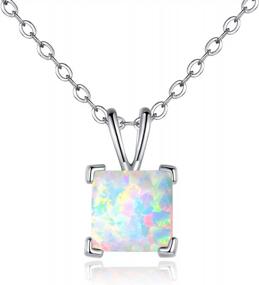 img 4 attached to Birthstone Jewelry Gift For Girls - Stunning White Fire Opal Pendant Necklace With Gemstone
