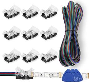 img 4 attached to 💡 EHoduolo 10-Pack RGB LED Strip Connector 4 Pin for 10mm 5050 Non-Waterproof IP65 LED Strip Lights - Strip to Wire RGB Connector with 16.4FT Wire Extension Cable