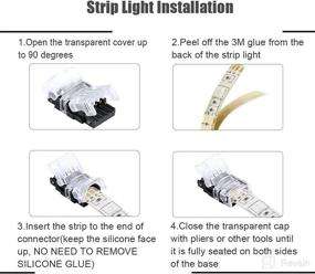 img 1 attached to 💡 EHoduolo 10-Pack RGB LED Strip Connector 4 Pin for 10mm 5050 Non-Waterproof IP65 LED Strip Lights - Strip to Wire RGB Connector with 16.4FT Wire Extension Cable