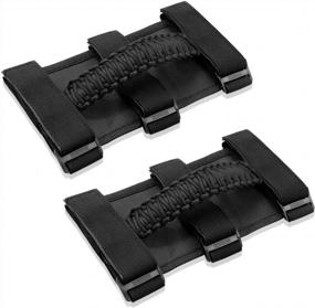 img 4 attached to 2PCS Black Roll Bar Grab Grip Handle Trim For Jeep Wrangler Accessories Compatible With YJ TJ JK JKU JL JLU 1955-2023, Gladiator JT, UTV & ATV, With Door Assist Woven Holder