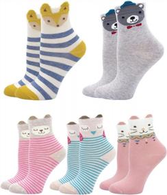 img 4 attached to Cute And Comfy Kids Animal Socks - Soft, Breathable Cartoon Crew Socks For Boys And Girls