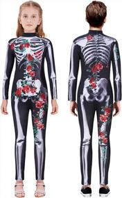 img 4 attached to Жуткий и стильный: 3D-костюм со скелетом на Хэллоуин для девочек Lovekider, боди, размеры 7–14